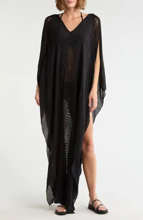 Elan Crochet Trim Cover-Up Caftan