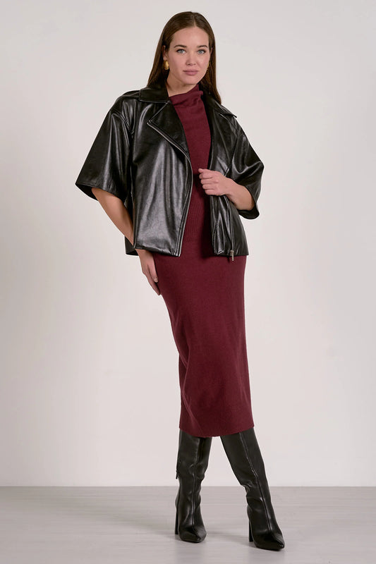 Elan Leather Short Sleeve Jacket Top.