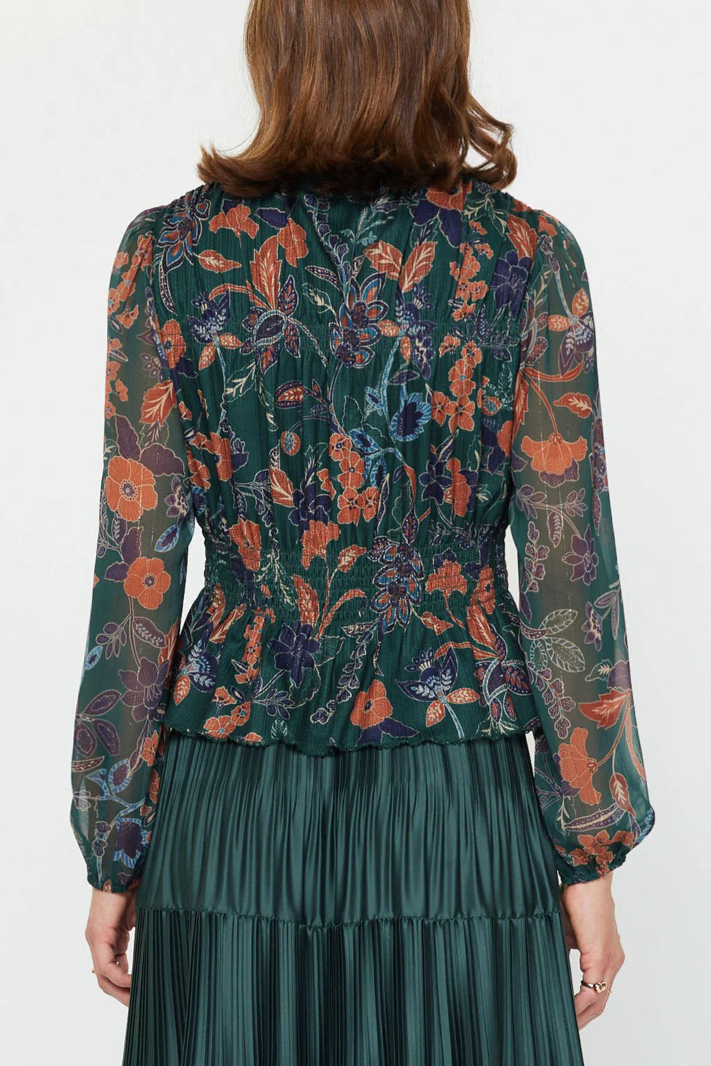 DARK GREEN SMOCK TOP
