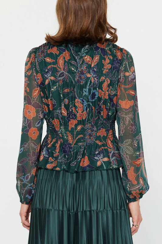 DARK GREEN SMOCK TOP