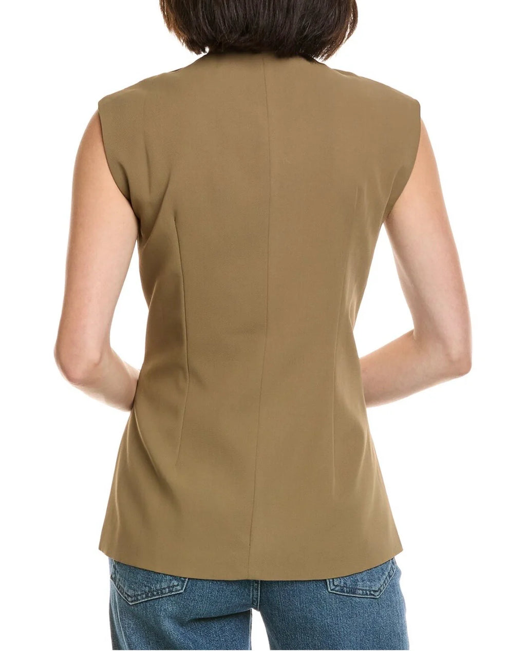PONTE VEST WITH PLEATED WIDE LEGS OLIVE TROUSERS