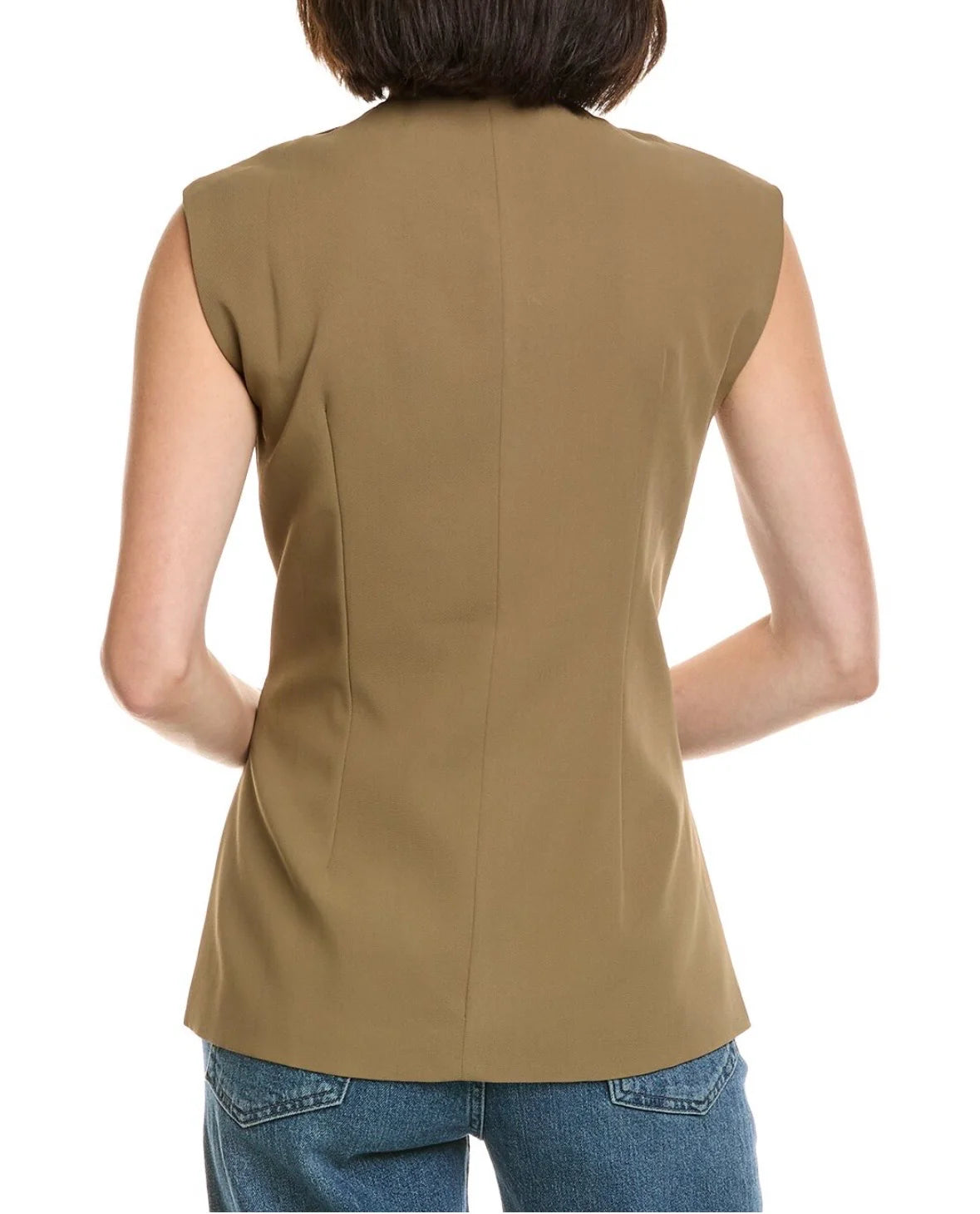 PONTE VEST WITH PLEATED WIDE LEGS OLIVE TROUSERS