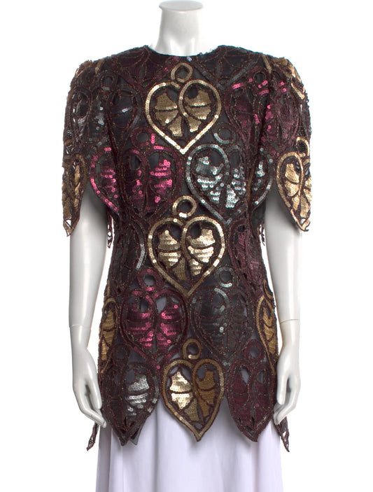 VINTAGE MARY MCFADDEN 80S SEQUIN BODYSUIT TOP