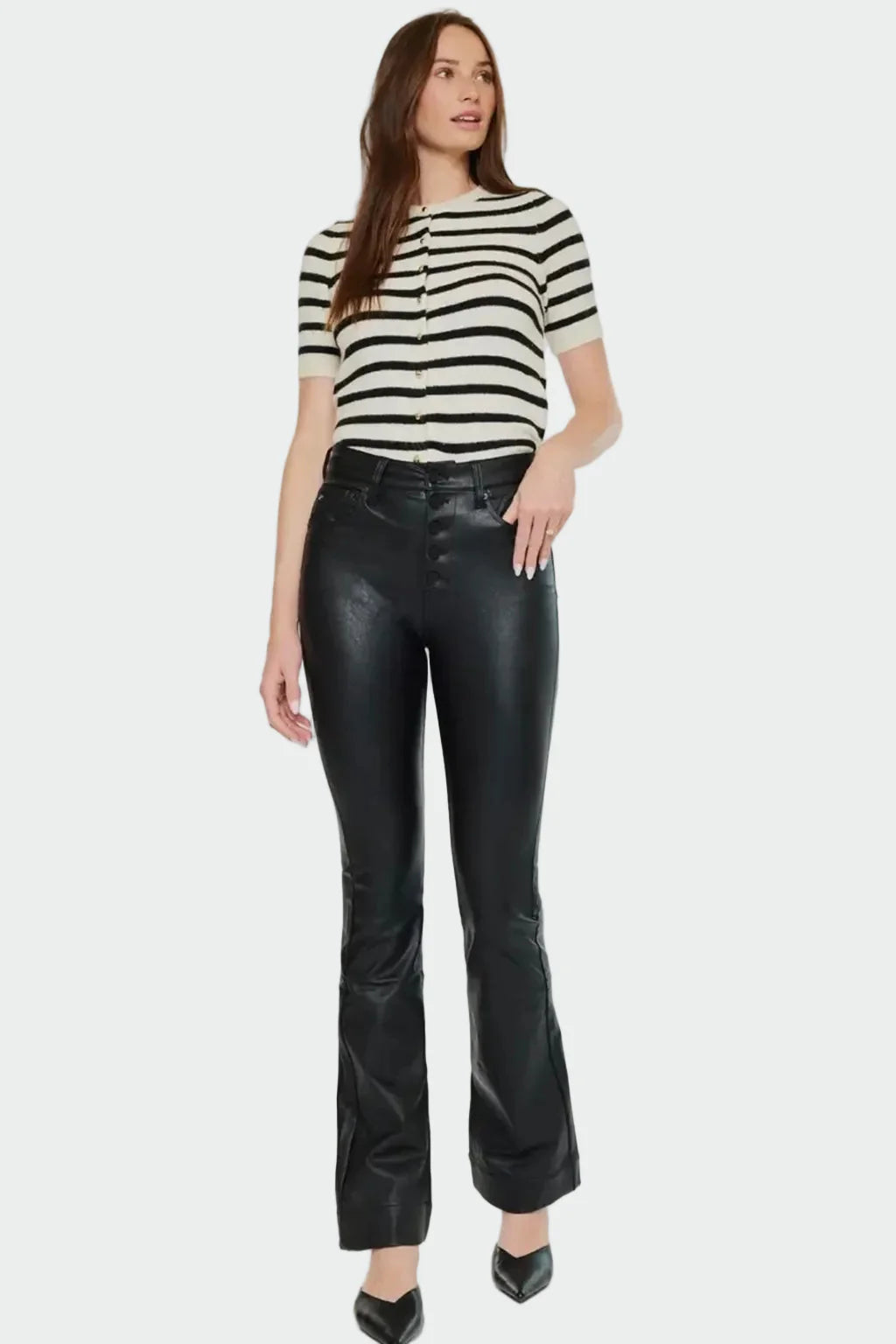 VEGAN LEATHER HIGH RISE PANTS