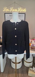 Button-front knit cardigan sweater jacket