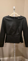 BCBGMAXAZRIA Marlee Quilted Faux Leather Peplum Top