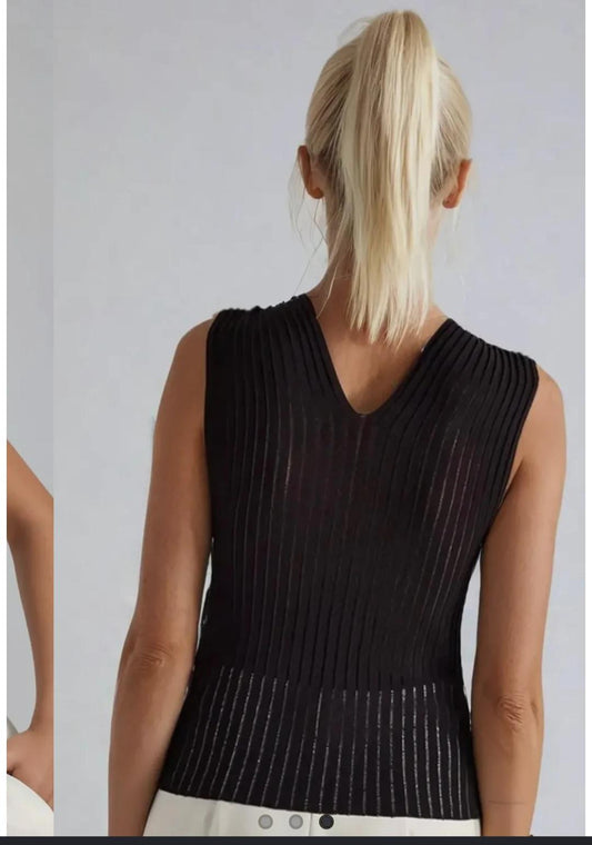 SHEER RIBBED HALTER TOP