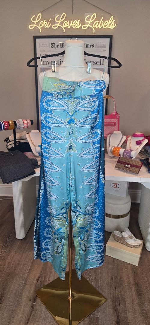 Elan Blue Bali Print Wide Leg Pants