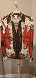 Vintage Caché equestrian-themed blouse