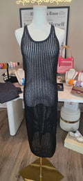 Black crochet tank dress