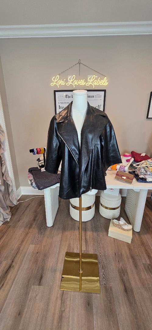 Elan Leather Short Sleeve Jacket Top.