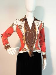 Vintage Caché equestrian-themed blouse