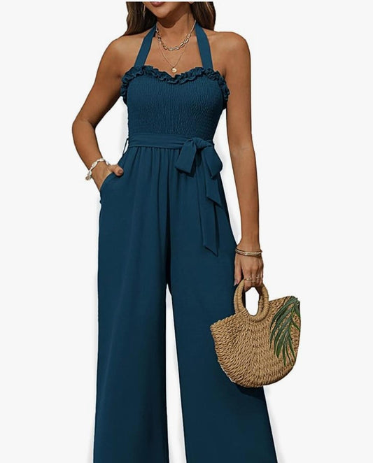 Zexxxy Summer Halter Wide Leg Jumpsuit