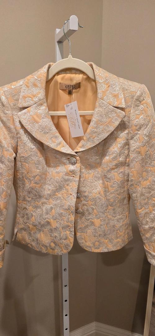 Kasper floral metallic jacquard blazer
