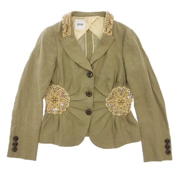 Vintage Moschino Cheap and Chic olive/khaki linen blazer