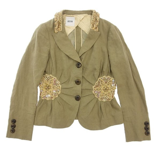 Vintage Moschino Cheap and Chic olive/khaki linen blazer