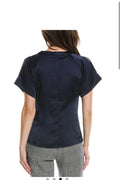 NAVY SILK TOP