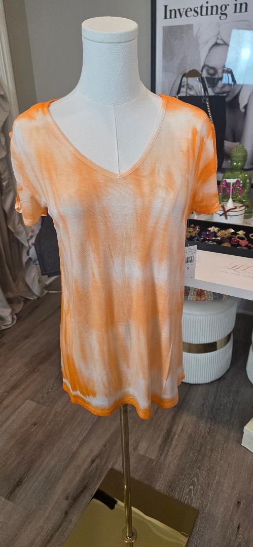 ORANGE/WHITE TYE DYE T-SHIRT