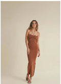 LUREXED TWIST KNITTED HALTER DRESS