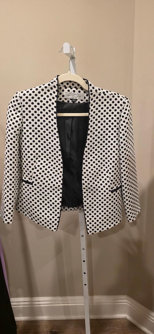 Polka dot open-front blazer by Tahari