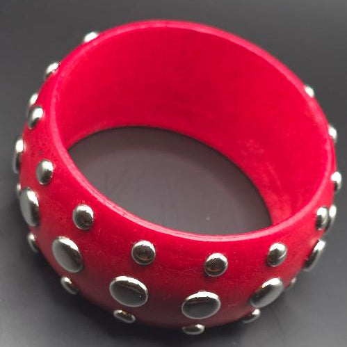 Vintage Punk-style chunky studded wide bangle bracelet