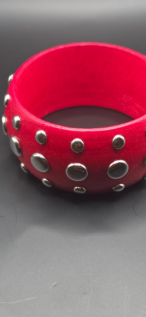 Vintage Punk-style chunky studded wide bangle bracelet