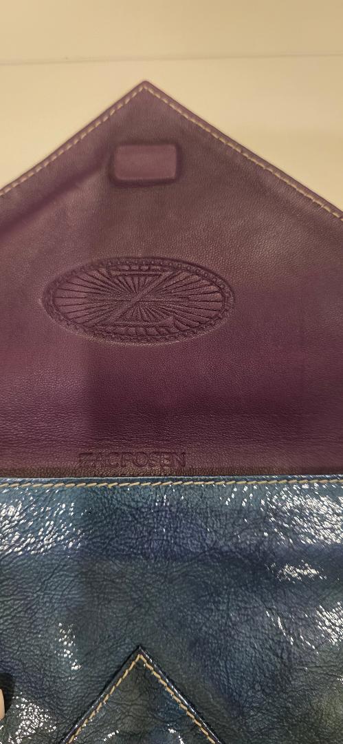 Zac Posen crinkled patent leather envelope clutch bag