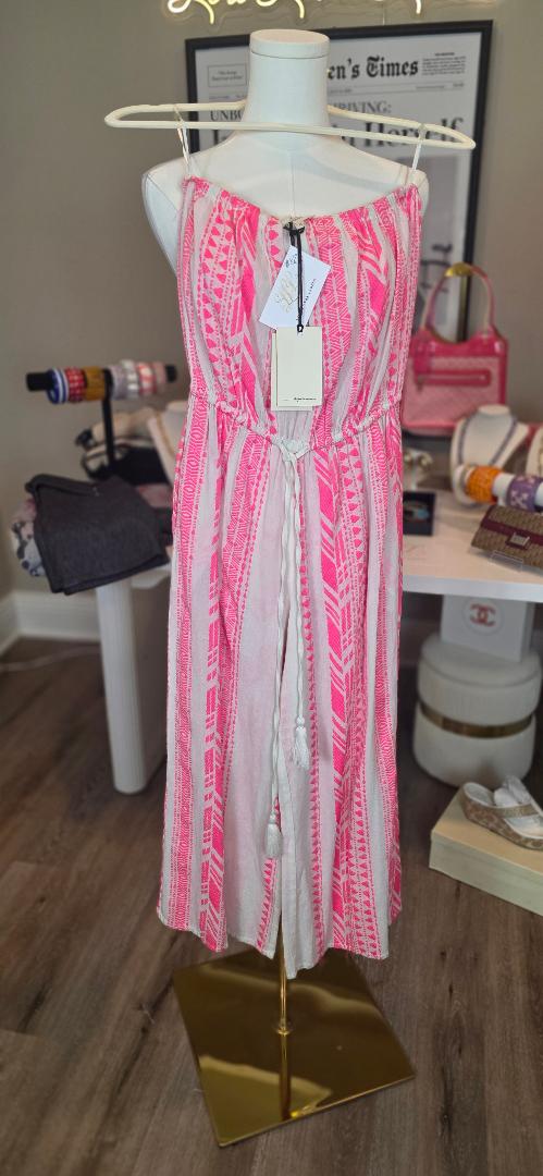 ELAN Aztec Strapless Wide Leg Jumpsuit