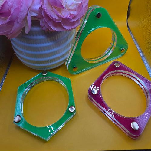 Green hexagon retro vintage bangle
