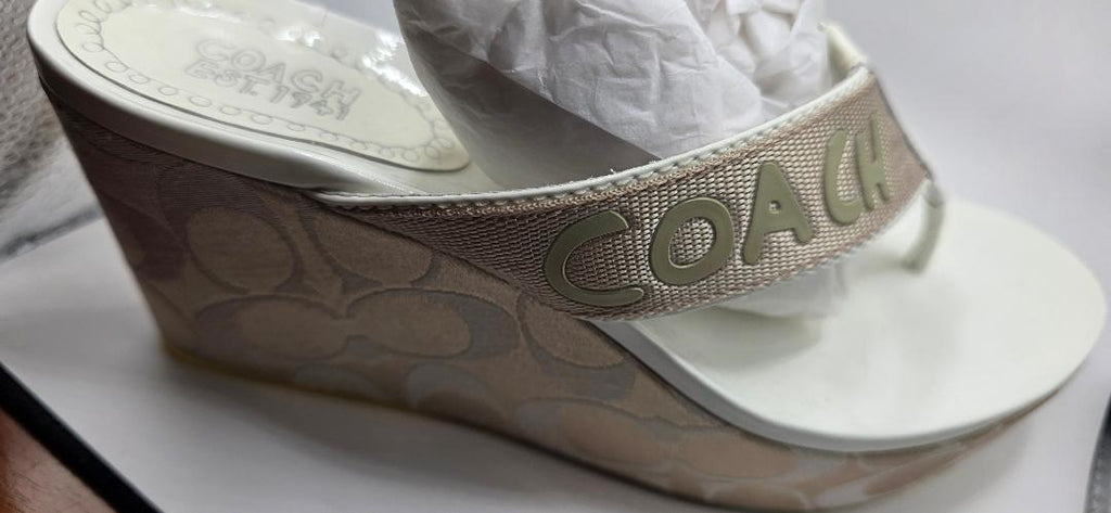 Vintage COACH thong wedge platform sandals