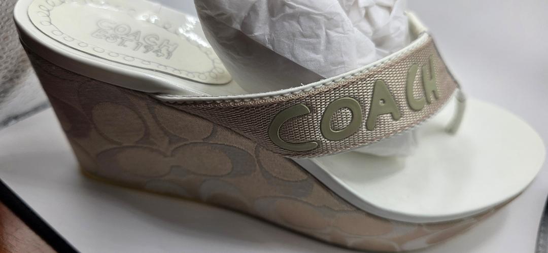 Vintage COACH thong wedge platform sandals
