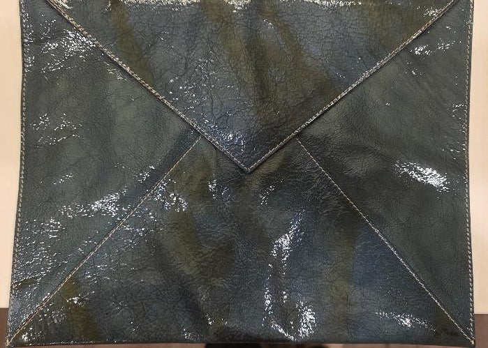 Zac Posen crinkled patent leather envelope clutch bag