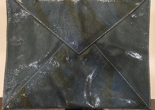 Zac Posen crinkled patent leather envelope clutch bag