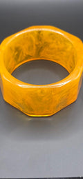 Vintage yellow marbled Lucite bangle bracelet