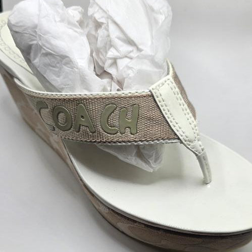 Vintage COACH thong wedge platform sandals