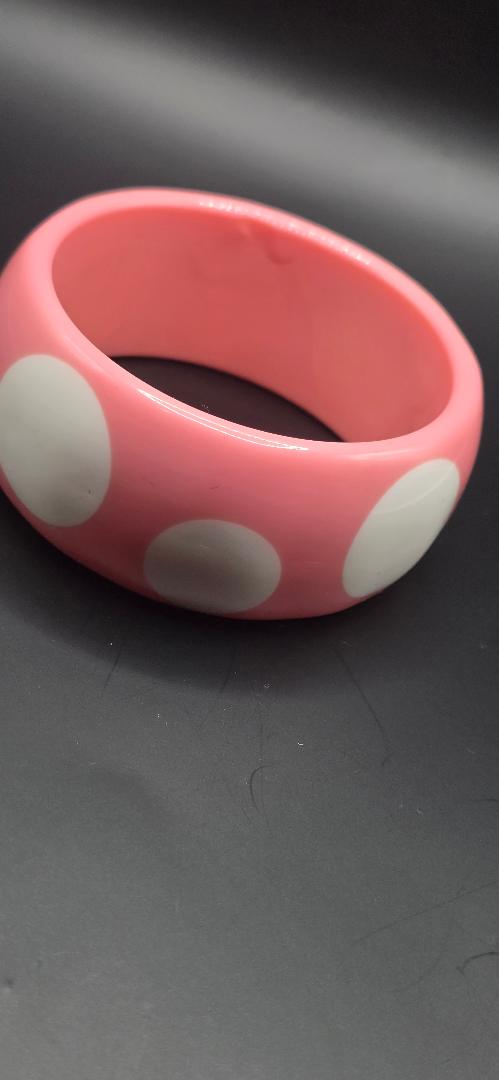 VINTAGE PINK/WHITE POLKA DOT BRACELET