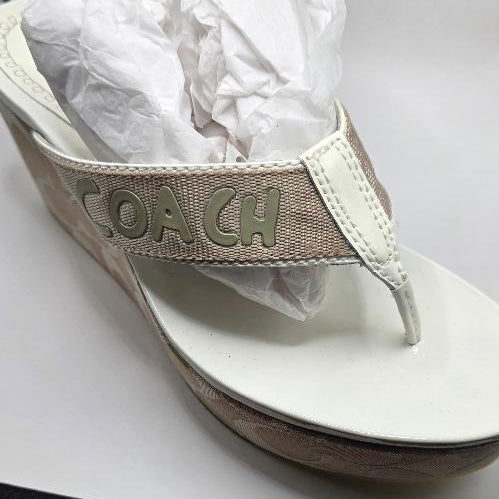 Vintage COACH thong wedge platform sandals